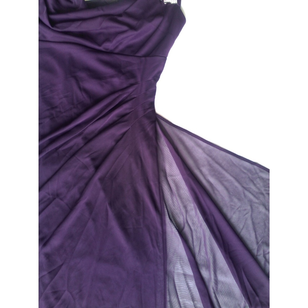 Embellished Purple Ruched Chiffon Empire Wrap Prom Gown Dress R&M Richards Sz 12 - Picture 5 of 8